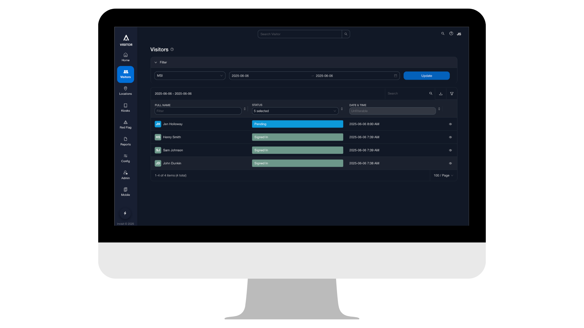 Visitor Web Dashboard + Frame